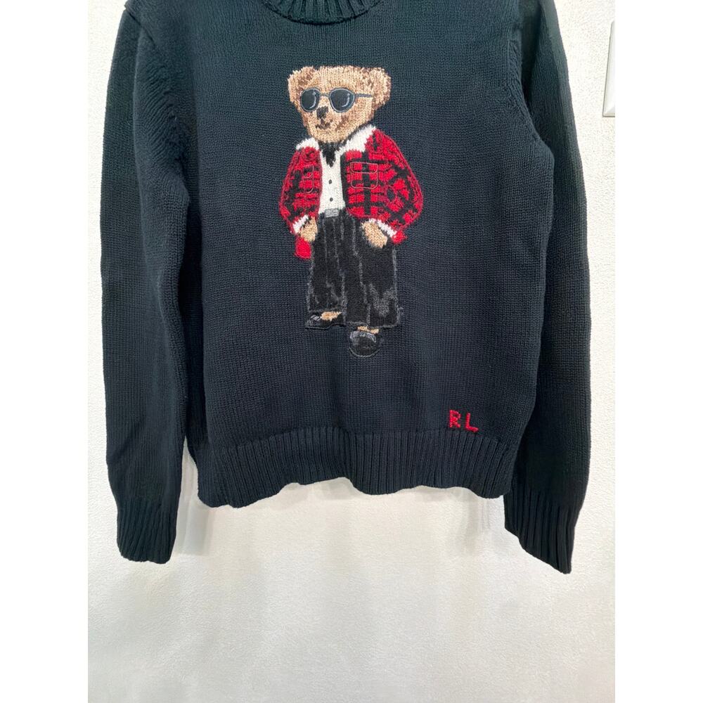 Polo by Ralph Lauren Polo Bear Pullover Crewneck Black Sweater Women’s Large - Picture 6 of 8